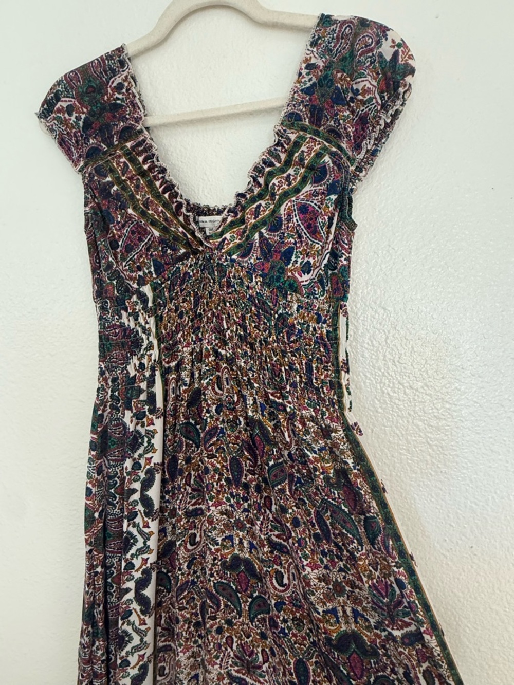Smocked V-Neck Maxi Dress in Multi-Color - Picture 2 of 2